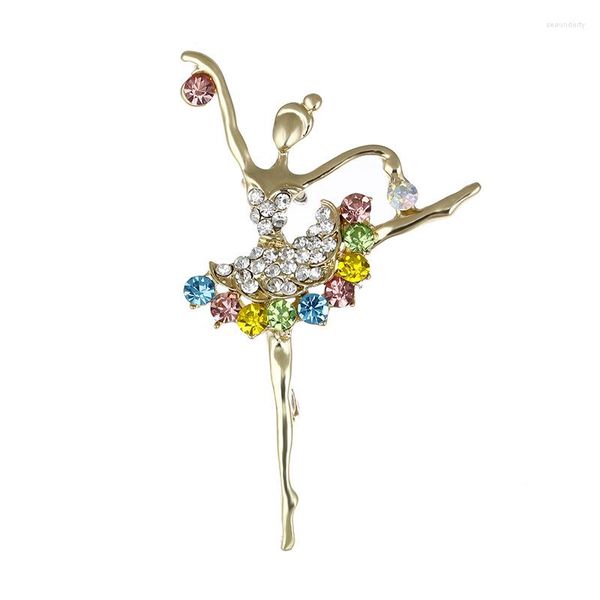 Broschen 2023 Strass Ballett Gymnastik Tänzerin Mädchen Niedlich Für Frauen Exquisite Bunte Pin Corsage Mode Schmuck Geschenk