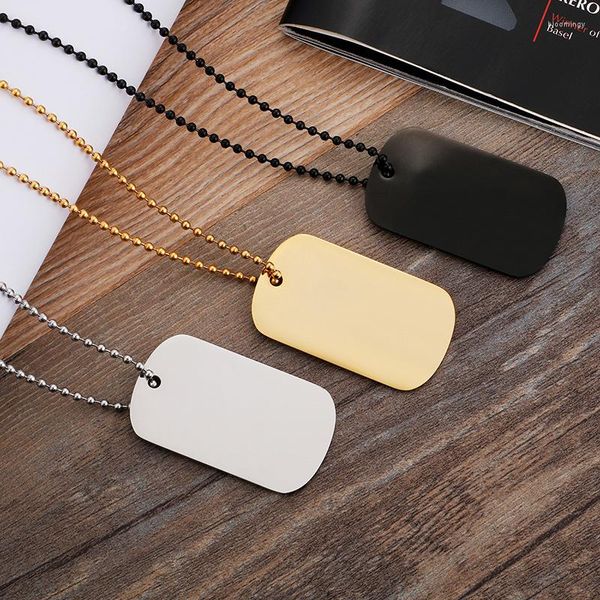 Ketten Klassische Edelstahl Rechteckige Militär Marke Dog Tag Anhänger männer Einfache Retro Titan Halskette Zubehör