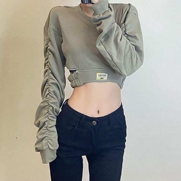 Felpe con cappuccio da donna Streetwear Felpe Donna Chic Cosy Girl Crop Top Fashion Backless Chain Stile coreano Ulzzang College Felpa Lady