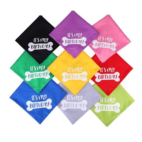 Outros suprimentos para cães Candy Color Pet Bandana Apparel Its My Birthday Design Cute Puppy Cat Babadores Cachecol Ajustável Algodão Dogs Bandanas Dhpj9