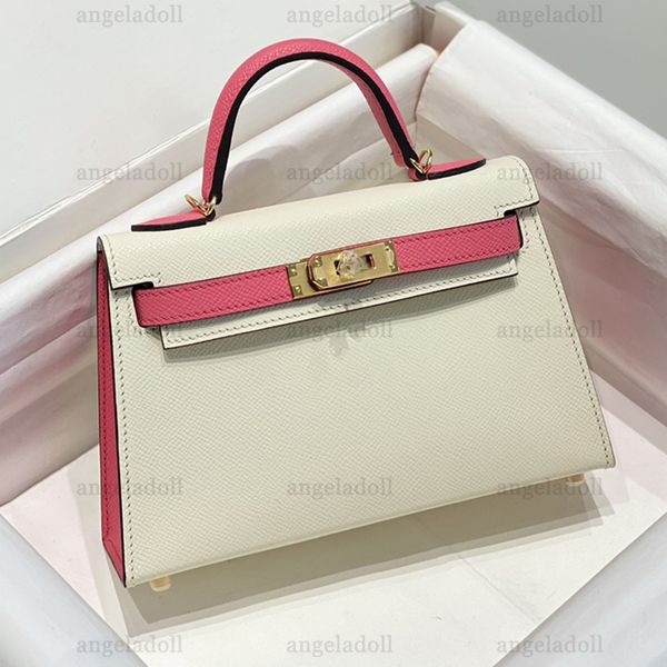 10A Designer di qualità a specchio Mini borse per maniglie top 19 cm Epsom in pelle Epsom Borsa di lusso Bianco di cinghia con spalla a traversa con borsetta con scatola con scatola