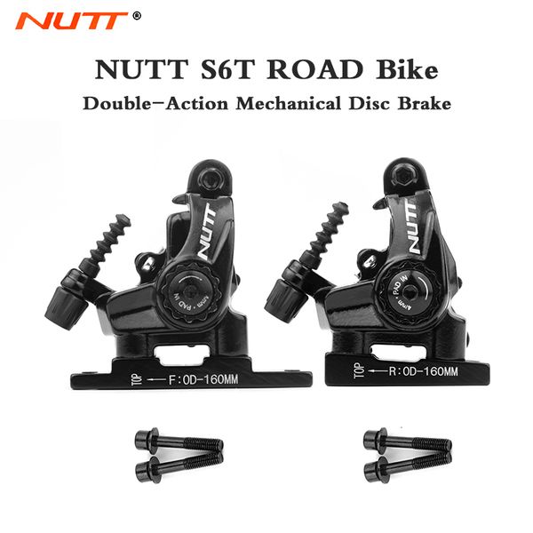 Freios de bicicleta NUTT S6T Road Line Pull Disc Brake Caliper Front Rear 140 160mm Flat Mount Mechanical G3 HS1 Rotor Peças de bicicleta 230619