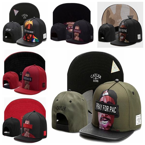 Cappelli Snapback Cayler Sons PRAY FOR BIGGIE PAC tesa in pelle Famous Bone gorras Uomo Hip Hop Cap Sport Berretti da baseball Moda donna