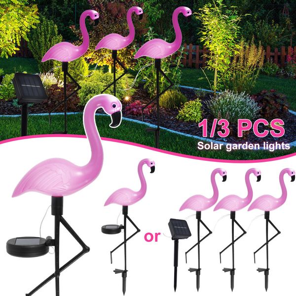 Decorazioni da giardino Luce solare a LED Lampada da giardino per esterni Prato Paesaggio Lampada da terra fenicottero rosa chiaro Lampada da terra impermeabile per Park Pathway Decor 230617