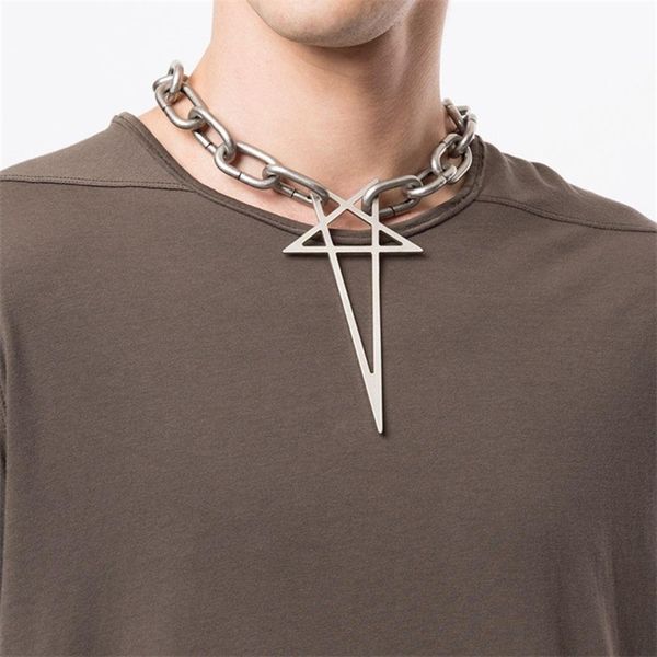 Ожерелья с подвесками в стиле панк-рок, хип-хоп, тренд, преувеличенная грубая цепочка, пентакль, стальное ожерелье-чокер для женщин, мужчин, девочек, ювелирные изделия