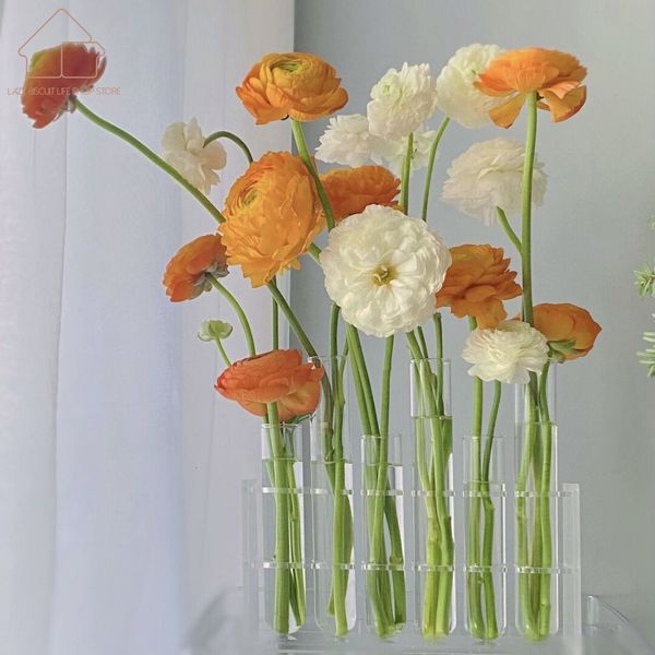 Vasi Fiori Vaso per provette Vaso da tavolo in vetro acrilico Vasi per piante creative Espositore Decorazioni per la casa Set di bottiglie di fiori trasparenti 230617