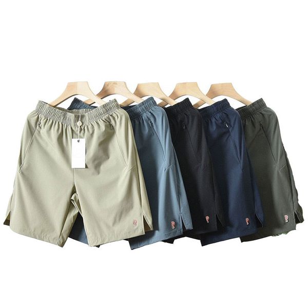 Sommer neue Herren-Sport-Fünf-Shorts, modische Herren-Hosen, Saumposition, klassisches Logo, Khaki, Schwarz, Marineblau, Grün, Haze-Blau, hochwertige Freizeit-Shorts