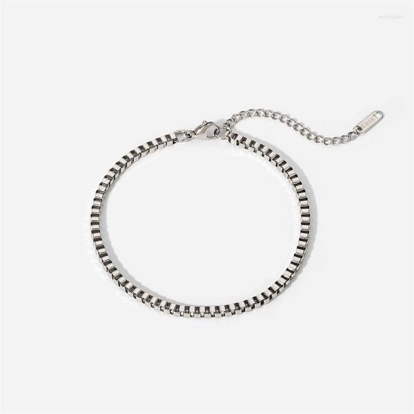Pulseiras de link Youthway Trendy Box Chain Design de aço inoxidável Noble Pretty Bracelet For Men Women Joias Gift 2023