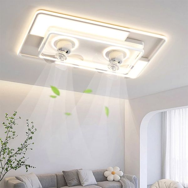 Lâmpadas de ventiladores de teto modernas ventilador de teto dobrável com luz led e lâmpada de teto de controle para iluminação de sala de estar