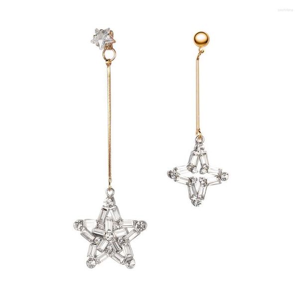 Brincos pendentes elegantes bling cúbico estrela orelha punho pendurado cor dourada cristal piercing brinco para mulheres jóias 2023