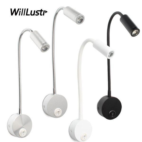 3W LED Alüminyum Duvar Lambası Gooseeck Hose Sconce Hotel Cafe Bar Başsi