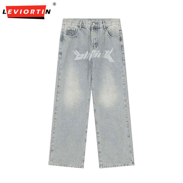 Jeans Masculino Streetwear Vintage Blue Jeans Dollar Gráfico Retro Calças Harajuku Calças Jogger Algodão Jeans Calças S-XL 230619