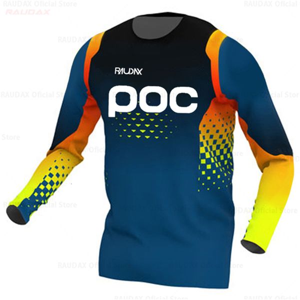 Camisas de ciclismo Tops RAUDAX POC Men Downhill Jerseys Manga Comprida MTB Bike Shirts Offroad DH Motocicleta Jersey Motocroswear Roupas de Ciclismo T-Shirts 230619