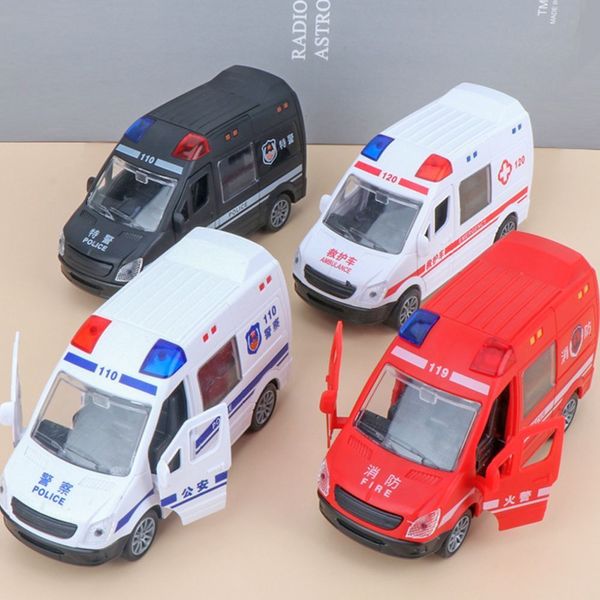 Carro Modelo Diecast Carro Inercial Brinquedo Caminhão de Bombeiros Modelo de Carro Ambulância Sem Bateria Necessária Porta Abrível Resistente a Quedas Superfície Lisa Costeira 230617