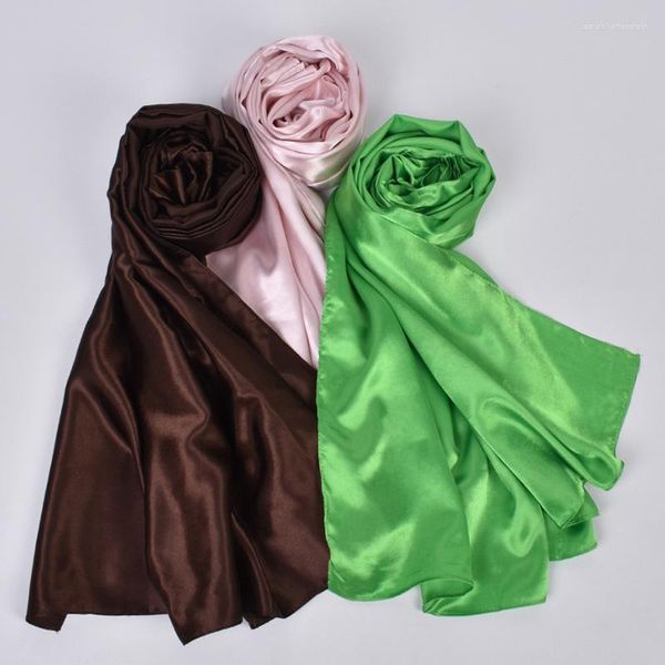 Schals 90x90cm Einfarbig Halstuch Hijab Schal Für Frauen Seide Satin Stirnband Haar Weibliche Tücher Kopf Schals Damen