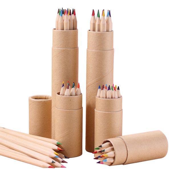 Farbige Minen-Farbzeichnungsstifte, Holzfarbstifte, Sets mit 12 Farbmalstiften für Kinder, Malbücher, Skizzieren, Kunsthandwerksbedarf