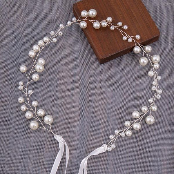 Haarklammern Braut Hochzeit Perlen Stirnbänder weiße Perlen Haarbänder für Frauen und Mädchen Band Kopfschmuck Schmuckzubehör Mode 2023