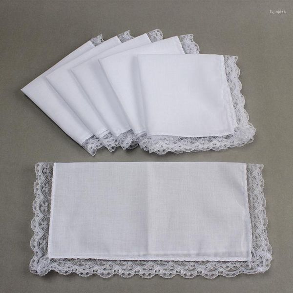 Fliegen 3 stücke Weiße Baumwolle Taschentücher Hanky Blank Spitze Taschentücher Für Hochzeit Essen Essen Einstecktuch Männer Frauen