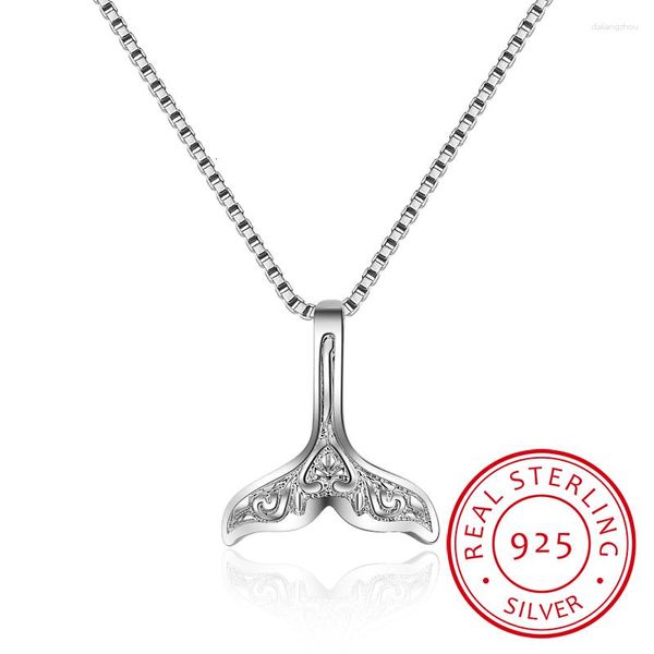 Catene Fine Gioielli da sposa Argento 925 Coda di balena Pesce Fascino nautico Collana a sirena per le donne Choker Neckalces