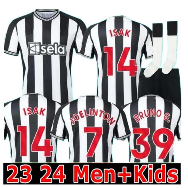 kit per bambini 22 23 24 130 ° anniversario Newcastles NEW CASTLE Maglie da calcio ragazzi BRUNO G. JOELINTON Magliette da calcio anni ISAK NUFC Uniteds MAXIMIN WILSON 16/2XL