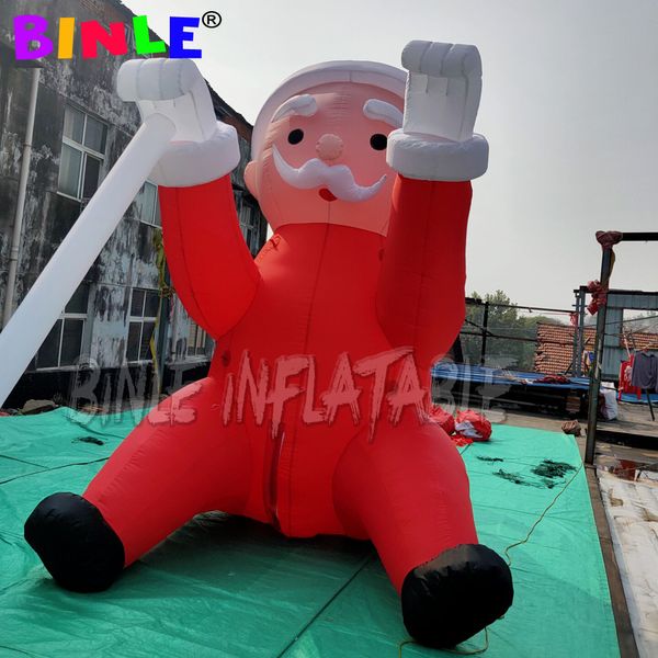 7mh (23ft) Construção personalizada de escalada inflável Papai Noel com presentes iluminação de shopping pai santas claus para o natal
