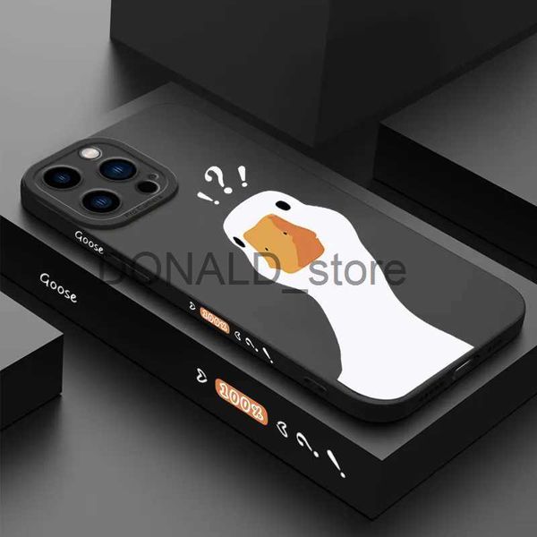 Casos de telefone celular Cartoon Doubt Duck Smile Lattice Case Para iPhone 11 12 13 14 Pro Max XR XS X 7 8 Plus SE2020 Mini capa de silicone macio à prova de choque J230620