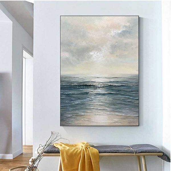 Pittura a olio su tela fatta a mano Decorazione Sea Dawn Arte moderna Murale Soggiorno Camera da letto Ufficio Hotel Poster appeso Salon nordico L230620