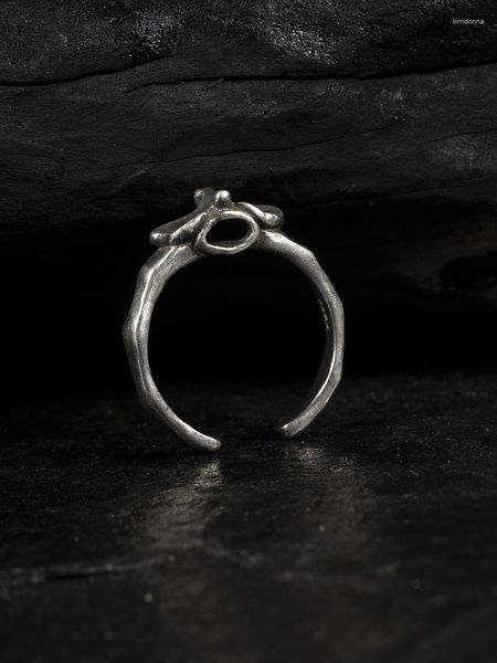 Cluster Rings Bem Hi Ben Men'swomen's Open Ring The Ribs 925 Серебряное серебро стерлинговое оригинальное дизайн ручной работы Dark Biker Custom
