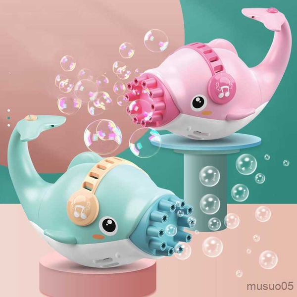 Sand Play Water Fun Kids Dolphin Bubble Gun Toys Summer Water Soap Bubble Blower for Children Gift Toy Double Head Shark Electric Bubbles Machine R230620