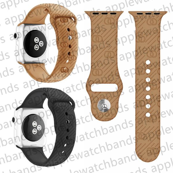 Designer Apple Watch Band Watch Strap Bandas iWatch para Apple Watch Ultra Series 8 7 4 5 6 38mm 42mm 44mm 49mm Luxo Esportes Silicone Líquido 3D Emboss Rivet Ap Smart Straps