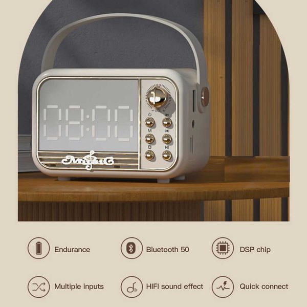 Mini-Lautsprecher, kabelloser Lautsprecher, kreativer Stereo-Surround-Clock-Audio, hohe Klangqualität, tragbar, für alle Telefone, Smart-Home-Zubehör, Mini