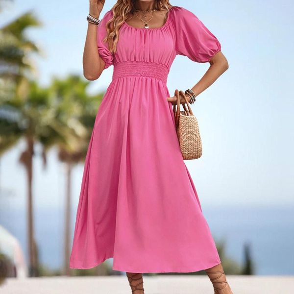 Lässige Kleider Damen Sommer einfarbig Drop Rayon für Damen Damen mit geteiltem T-Shirt-Kleid