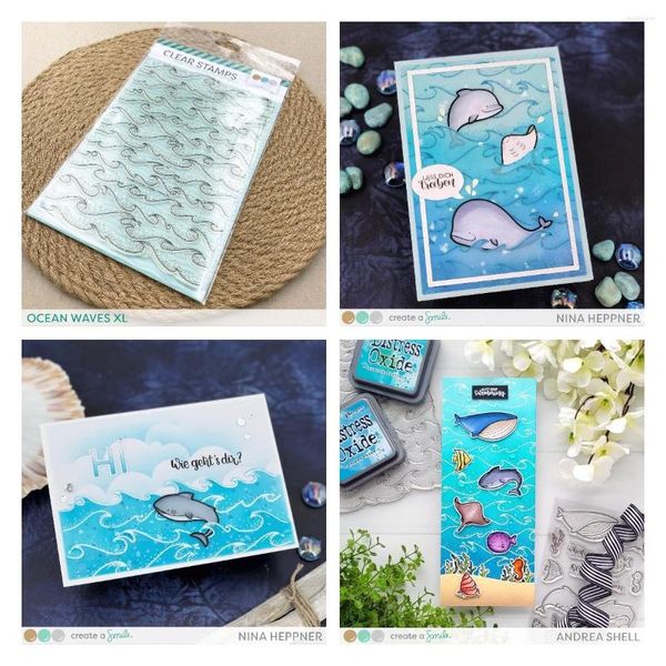 Hediye sargısı okyanus dalgaları desen pulları için DIY scrapbooking el sanatları ölüyor