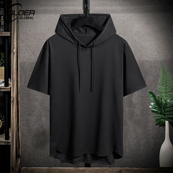 T-shirt da uomo T-shirt con cappuccio Uomo Estate Coreano Mezza manica Pullover Top T-shirt allentata morbida Streetwear Top senza maniche Coulisse Abbigliamento uomo 230619