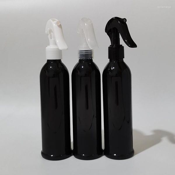 Garrafas de armazenamento 250ml vazias pretas bomba de spray recipientes líquidos cosméticos 250cc garrafa PET com gatilho pulverizador limpeza da casa