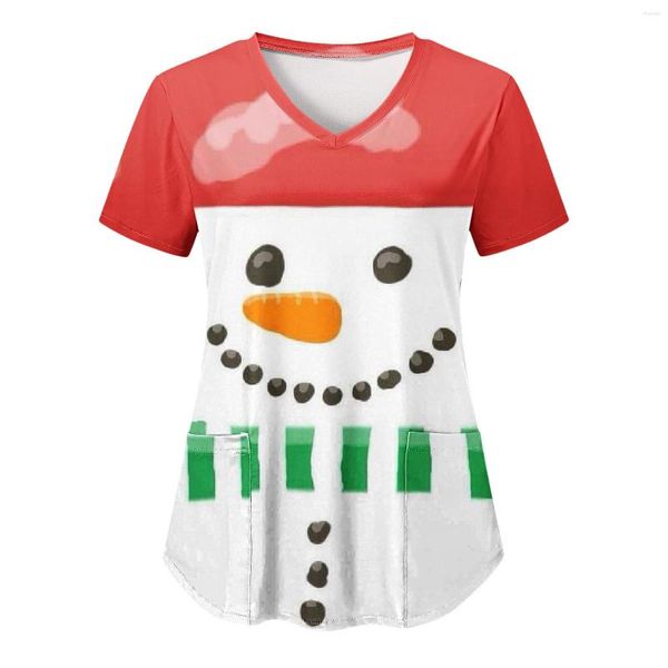 Casual Dresses Loose Tee Damen V-Ausschnitt Santa Snowman Dress Up Kurzarm Workwear Unterwäsche Shirt