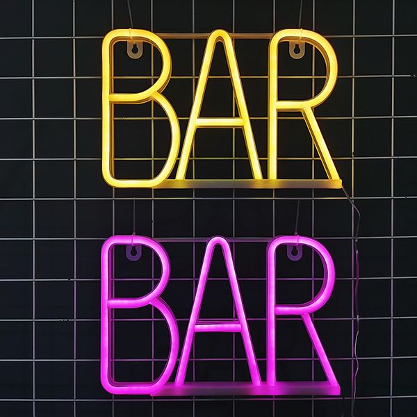 LED BAR luce al neon lettera luce segno pubblicità finestra bar atmosfera appesa lampada da parete decorazione natalizia 5V USB luce notturna alimentata a batteria a secco