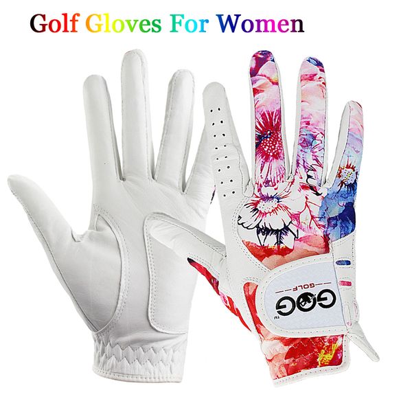 Golftaschen Schöne bunte Blumen Handschuhe für Damen Damen Mädchen echtes Leder Schaffell Sportmode Handschuh links rechts 1 Paar 230619