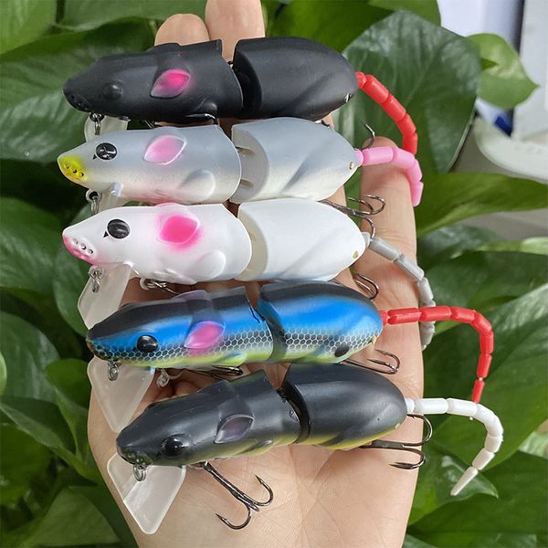 Iscas Iscas 5pcs 15.5g 85mm Topwater Rat Wakebait Multi-seção Mouse Isca Artificial Isca Rat Minnow Isca Wobbler Pesca Pesca Bass Iscas 230619