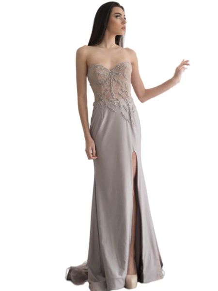 Vestidos de noite longos sexy sem costas, fenda lateral, pérolas, renda, cetim, baile, vestidos de festa, querida, sem mangas, sereia, vestido de celebridade, mulheres, roupas para ocasiões especiais