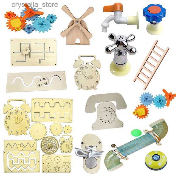 Brinquedos de bricolage para crianças Brinquedos de bricolage para bebês Montessori Sensorial Activity Board Acessórios Habilidade motora fina Trava Cognição Jogos de brinquedo L230518