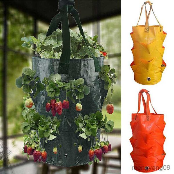 Pflanzgefäße, Töpfe, hängende Tomaten-Wachstumstasche, umgedrehter Pflanzer, vertikale Blumen-, Kräuter-, Pflanzgefäße mit mehreren Öffnungen, Gemüseanbau-Taschen, Gartenbedarf R230620