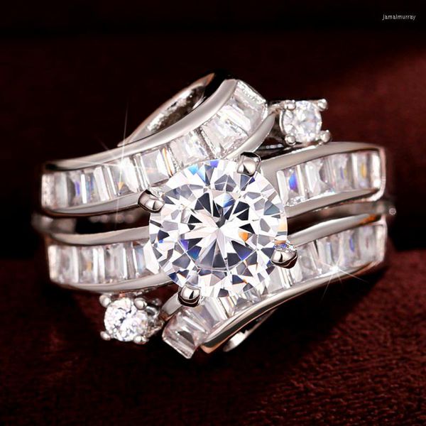 Fedi nuziali CAOSHI Splendido anello promessa gioielli fascia femminile con zirconi luminosi nobildonne cerimonia di fidanzamento accessori per feste