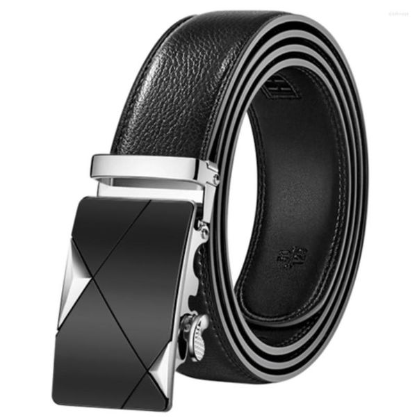 Gürtel Herren Automatische Ratsche Pu-Leder Gürtelschnalle Männlich Hohe Qualität Casual Cinturones Golf 130 140 cm Schwarz Kaffee 3,5 cm breit