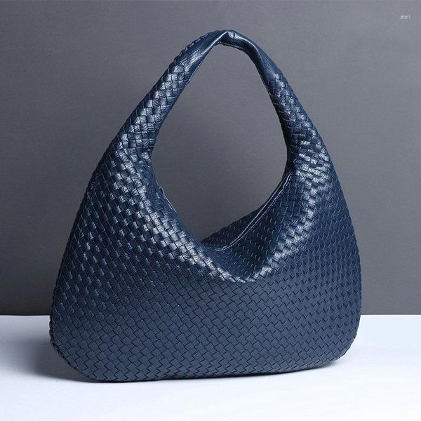 A113 Borse Borsa hobo in pelle da sera vegana di marca Borsa femminile casual intrecciata a mano Borsa patchwork di grande capacità con cerniera Wo