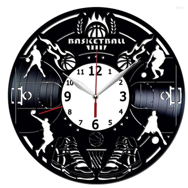 Настенные часы баскетбол черные часы 12 -дюймовые без тиковых батарея, управляемый батареем, винтажный домашний декор подарок Bift B