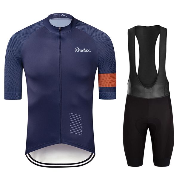 Conjuntos de Camisas de Ciclismo Conjunto Raudax Homem Manga Curta Bicicletário Kit Vestuário Mtb Bike Wear Triathlon Maillot Ciclismo 230620