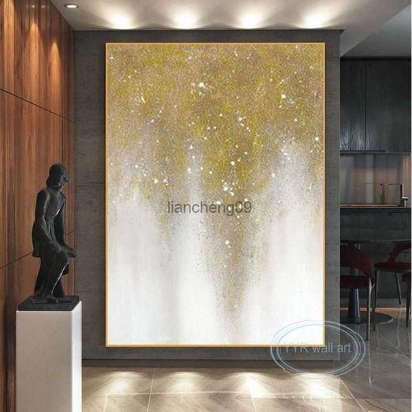 Wandkunst-Leinwand-Poster, abstraktes dekoratives Wandbild, handgefertigtes Ölgemälde, modernes gelbes ästhetisches Hängebild, Wohnzimmer, Veranda, L230620