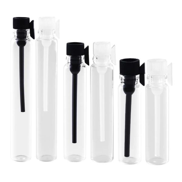 Nuova fiala di olio essenziale di profumo di vetro trasparente mini tubo da viaggio flacone cosmetico vuoto per tester trasparente per campione.