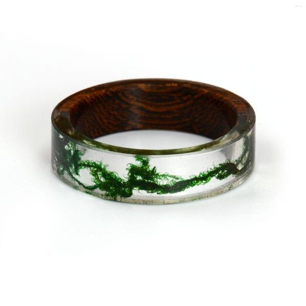 Cluster Rings Moda Para Mulheres Homens Resina De Madeira Anel Paisagem Transparente Masculino Natural Cenário Epóxi Feminino Dedo Punk